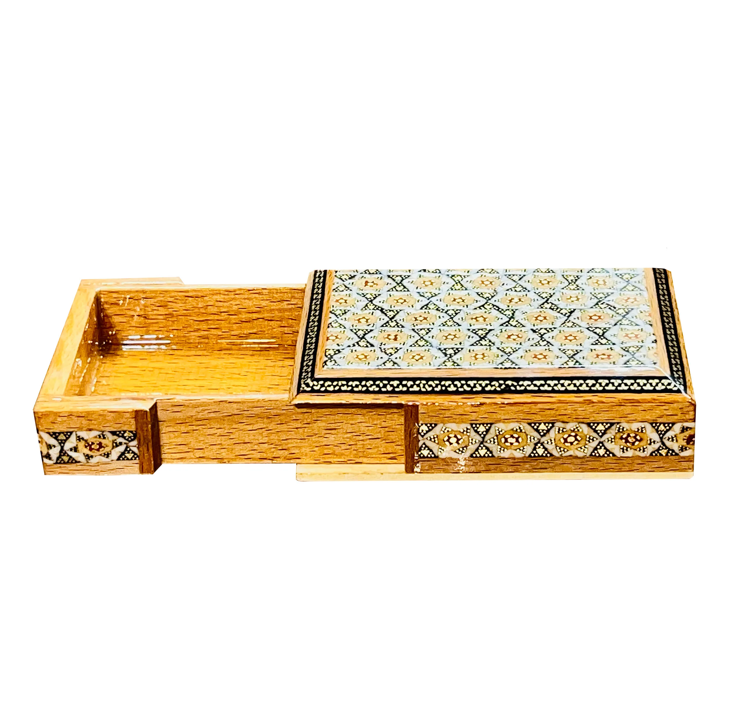 جا کارتی خاتم کاری چوبی صنایع دستی فاخر مدل درب دار ممتاز کد 11p8
