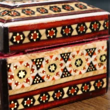 جا سکه ای خاتم کاری چوبی صنایع دستی فاخر مدل لولادار طرح سنتی کد Traditional6p4