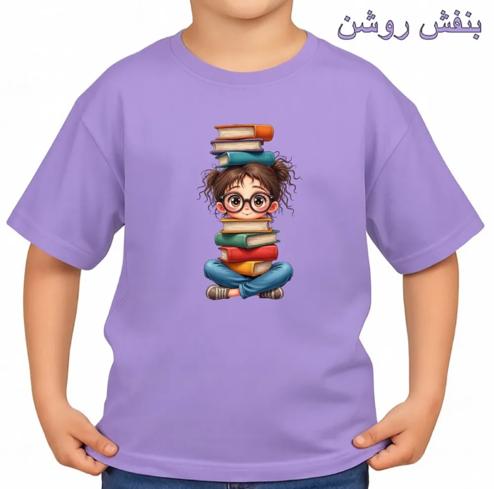تی‌شرت آستین کوتاه بچگانه مدل دخترک کتاب کد v8