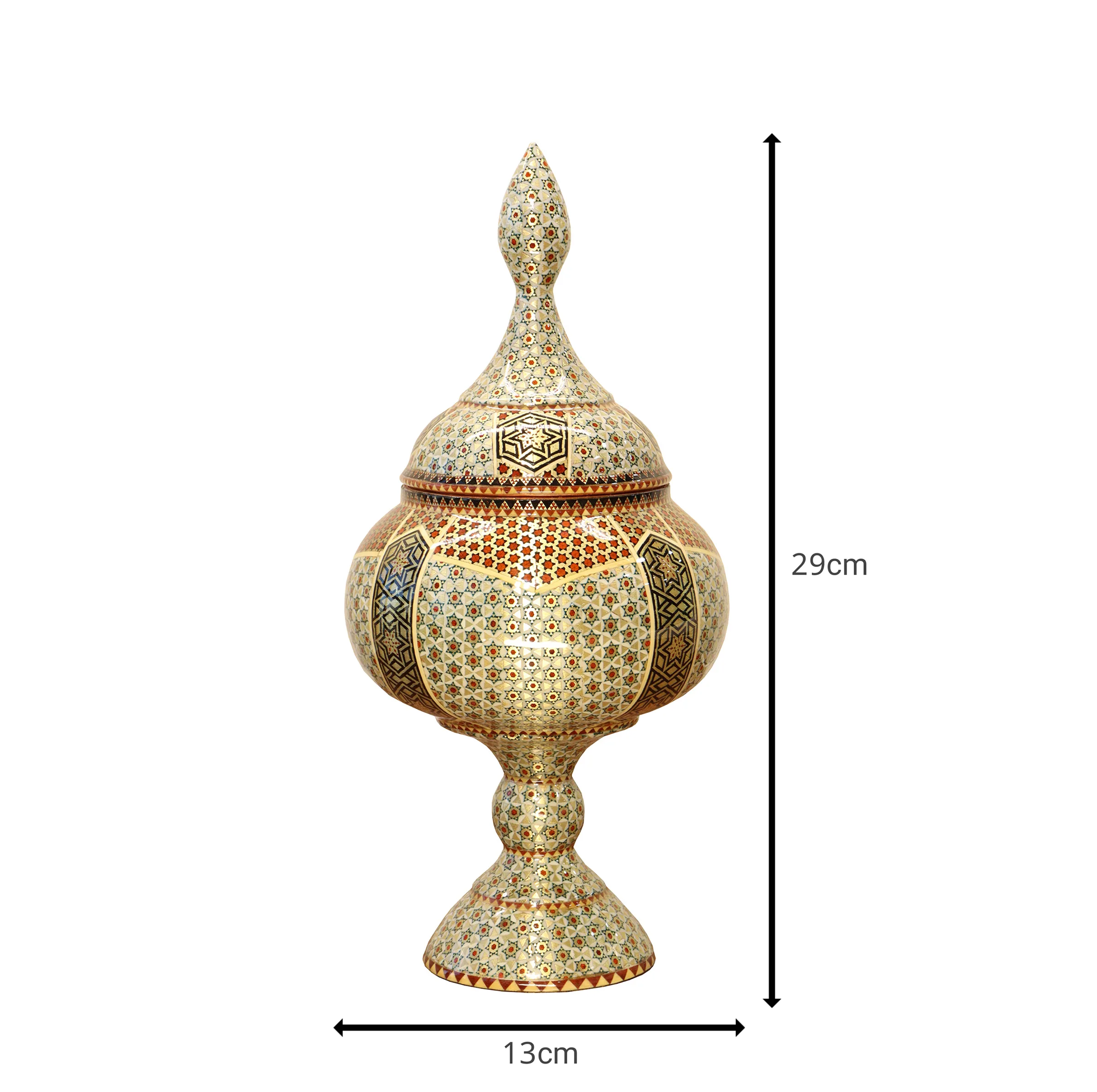 ست 3 تکه شکلات خوری و گلدان خاتم کاری مسی صنایع دستی فاخر مدل تمام خاتم طرح نفیس کد HQ252925