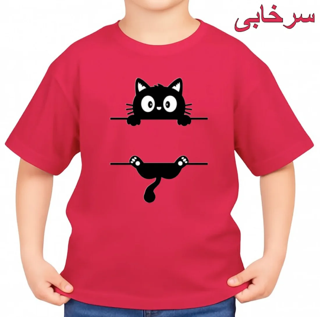 تیشرت آستین کوتاه بچگانه مدل گربه آویزان کد p1