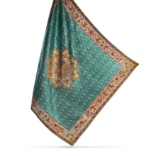 ست 5 تکه ابریشم ترمه عدل کشمیر طرح گل فرنگ g10