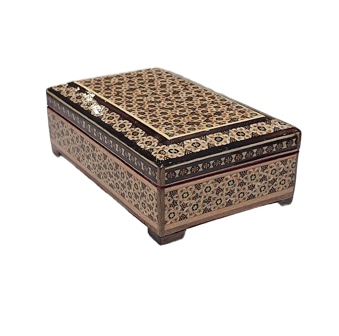 جعبه جواهرات خاتم کاری چوبی مدل 121-02