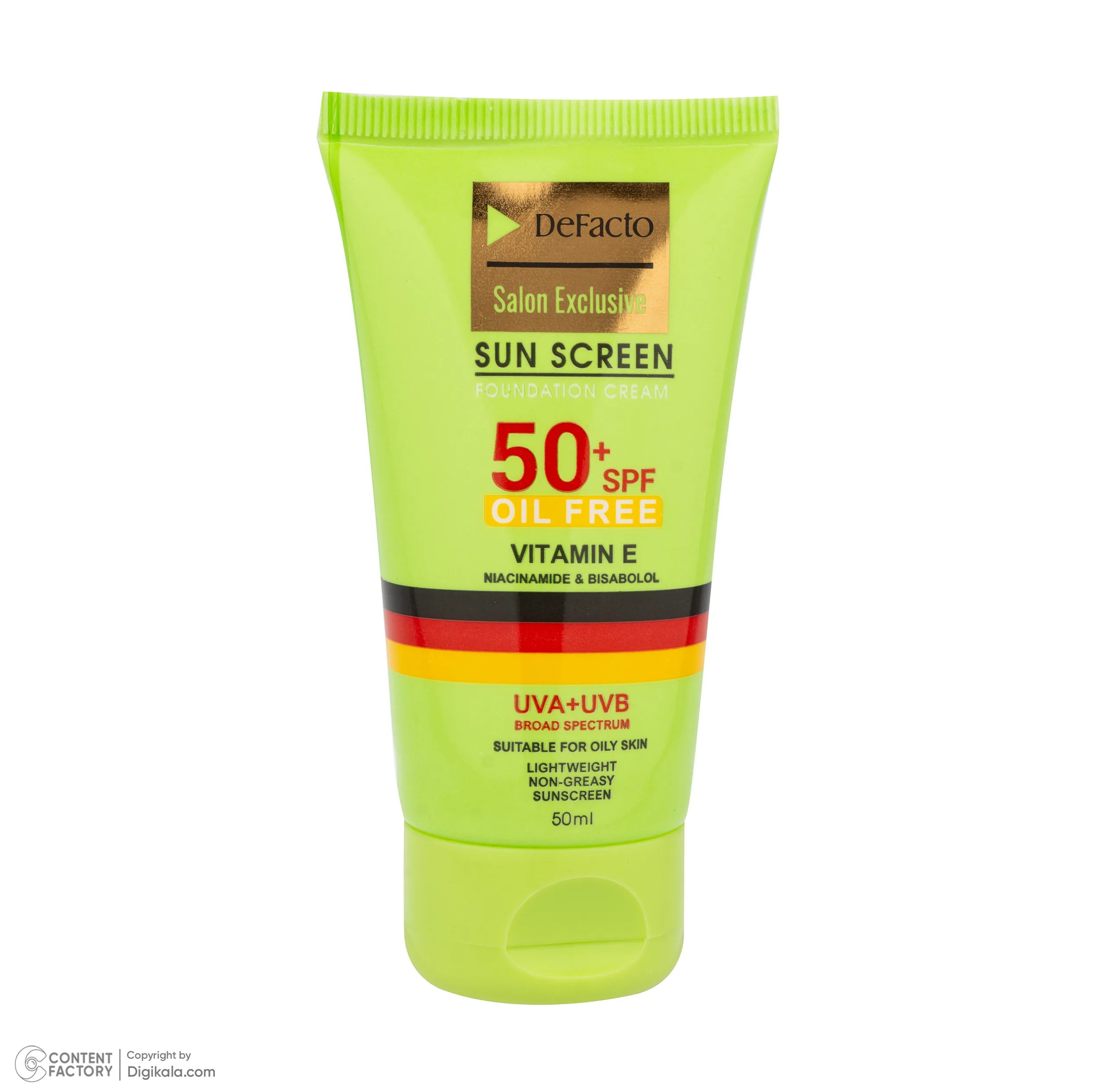 کرم ضد آفتاب رنگی صورت دیفکتو SPF 50 مدل 02 مناسب برای پوستهای چرب حجم 50 میلیلیتر