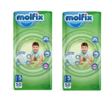 پوشک چسبی بچه مولفیکس مدل اکو پلاس سایز پنج 2 بسته  50 عددی