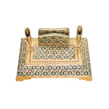 قلمدان خاتم کاری چوبی صنایع دستی فاخر مدل اداری طرح هفت شمسه کد 7sun15p10