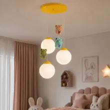 لوستر اتاق کودک چشمه نور کد R1617/3HB-YW مدل خرس خوشحال