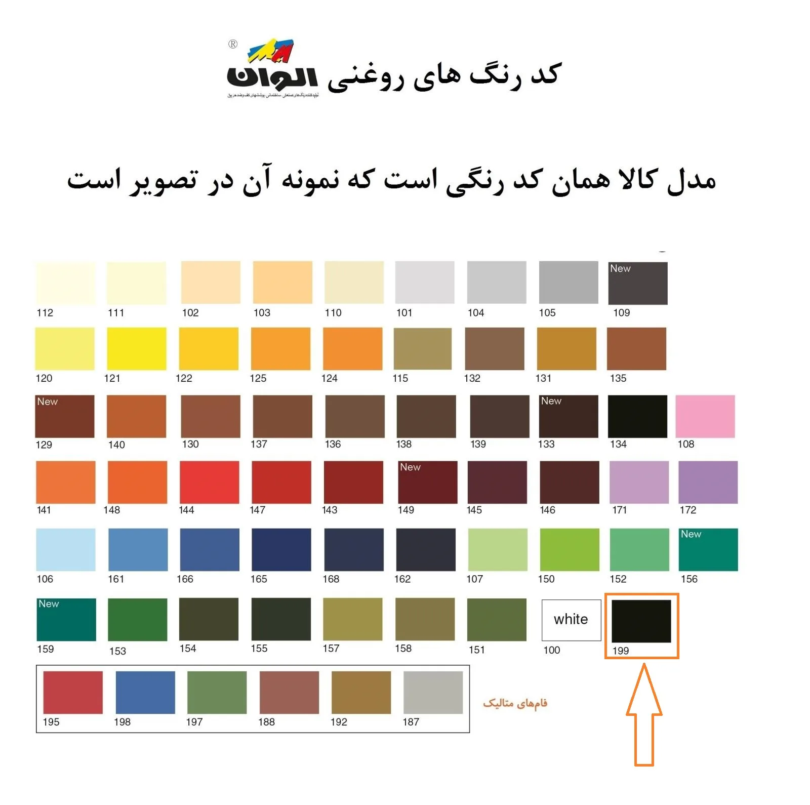 رنگ روغنی مشکی مات الوان کد 100 حجم 1000 میلی لیتر