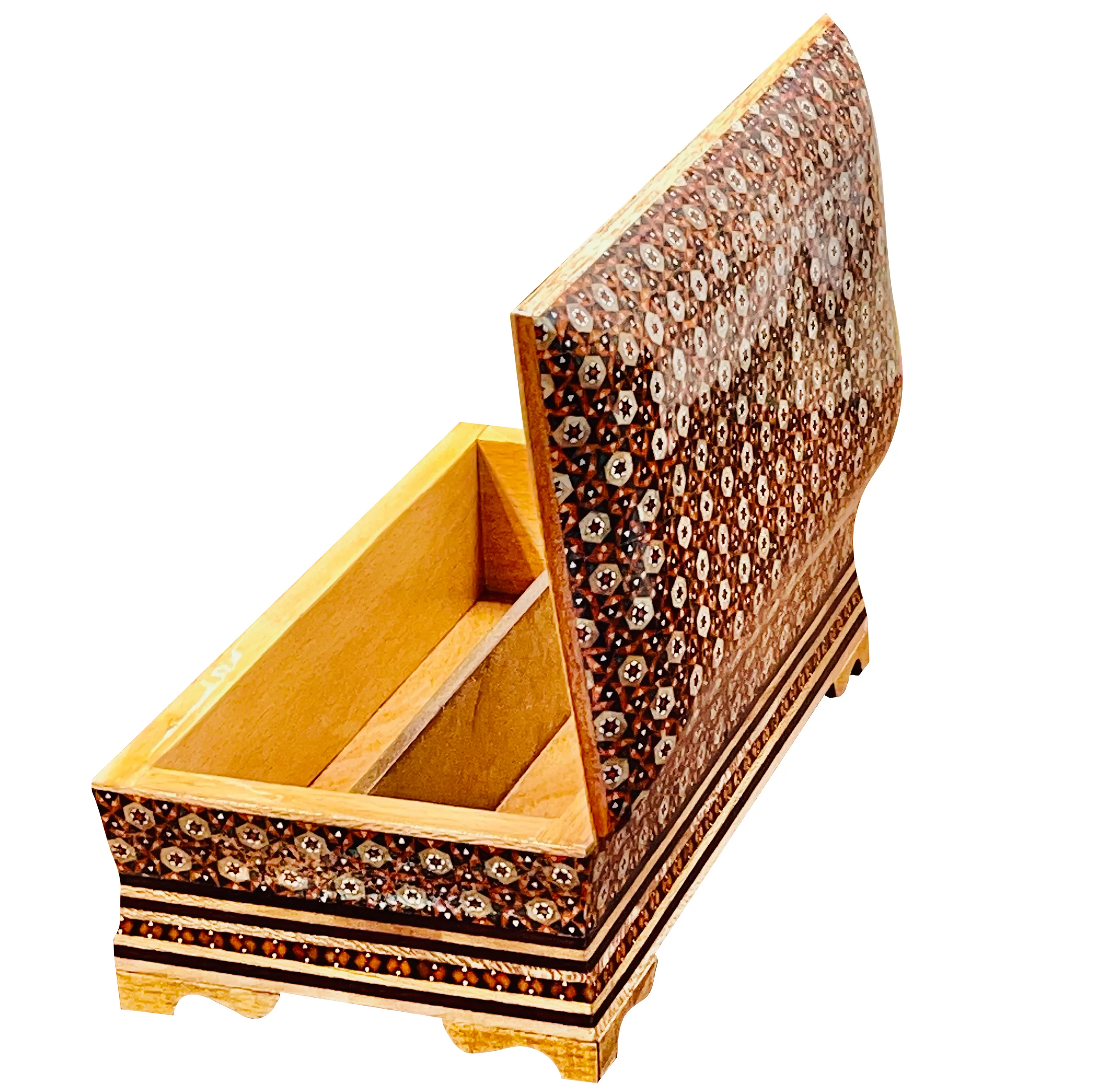 جعبه کارد و چنگال خاتم کاری چوبی صنایع دستی فاخر مدل چوبین کد SQRd