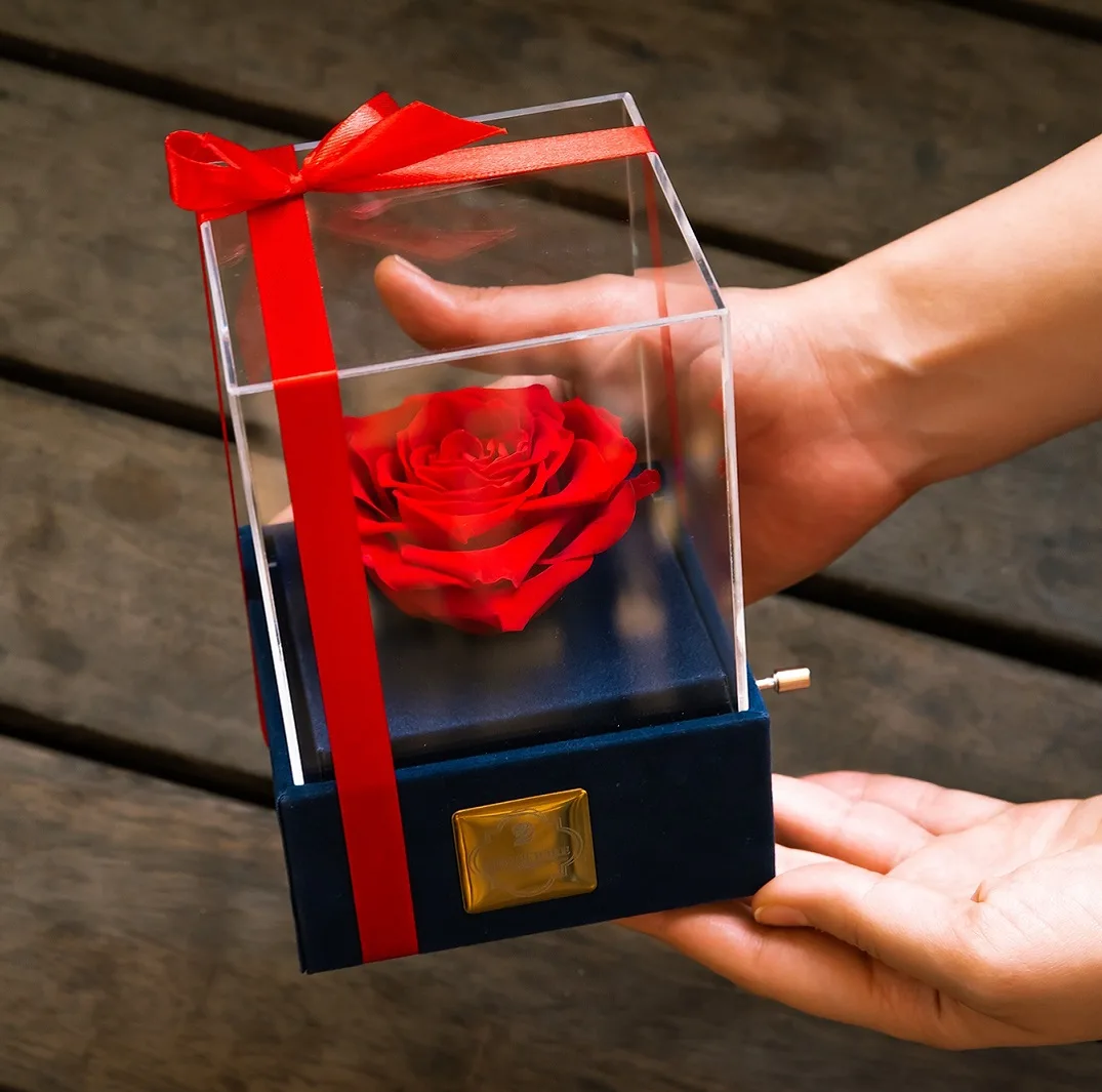 جعبه موزیکال دکوفیوره مدل رز جاودان ملودی عاشقانه Love