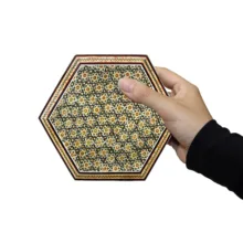 جعبه جواهرات خاتم کاری طرح 8 ضلعی کد 17154O2f2