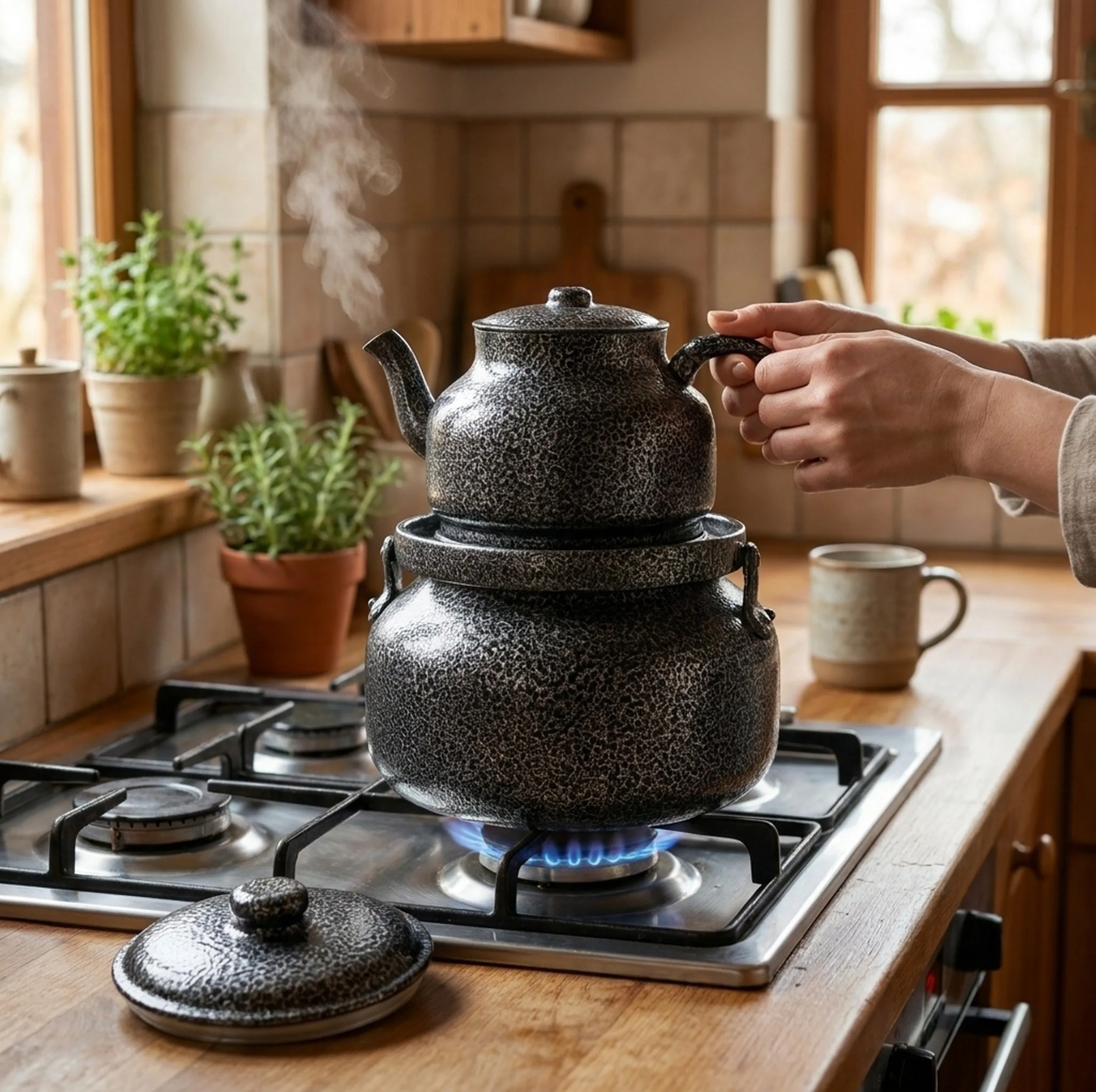 ست کتری و قوری آلومینیومی مدل کتابی ظرفیت 2 لیتر و 1 لیتر
