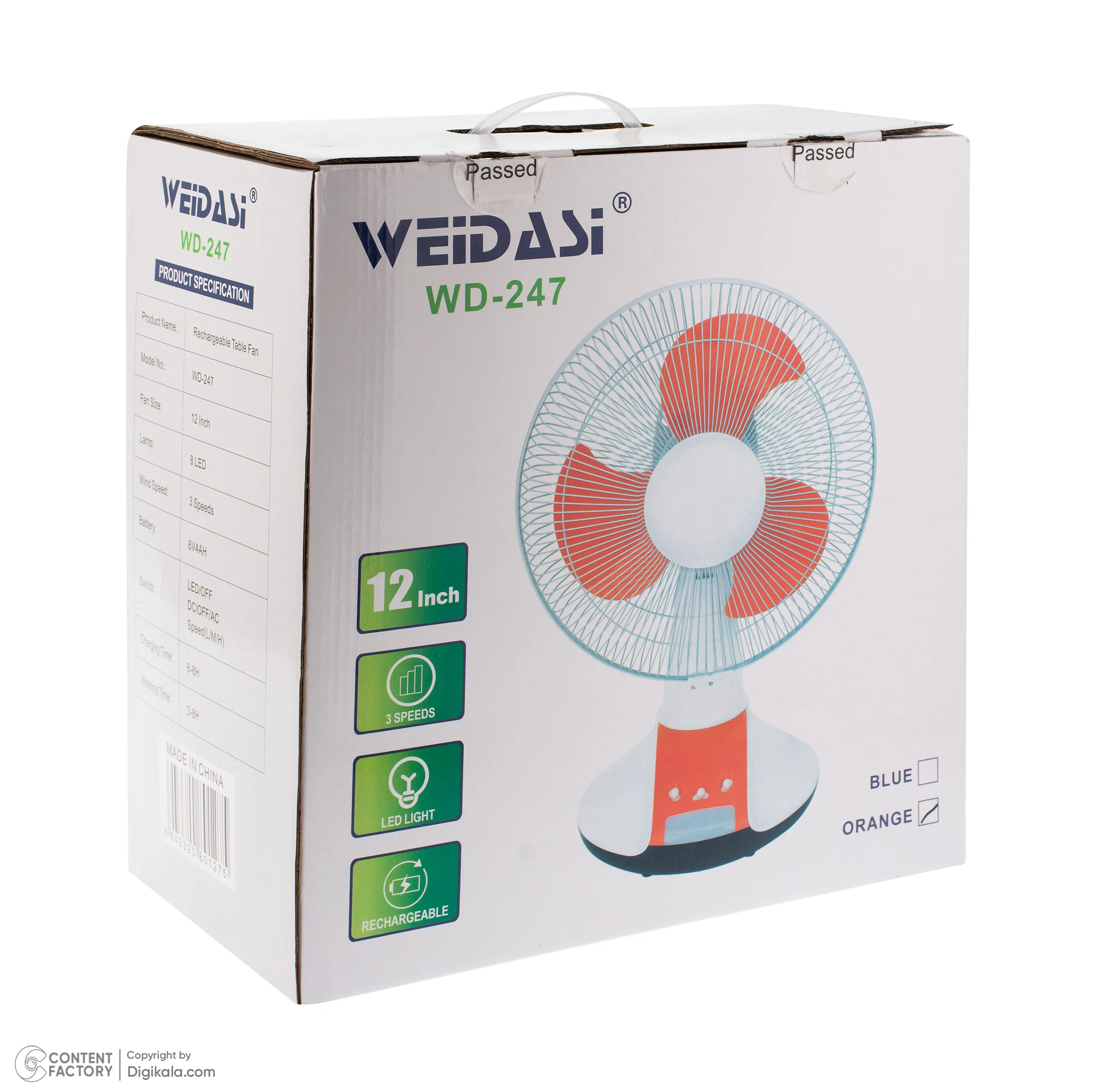 پنکه رومیزی ویداسی مدل WD-247 ظرفیت 4000 میلیآمپر ساعت
