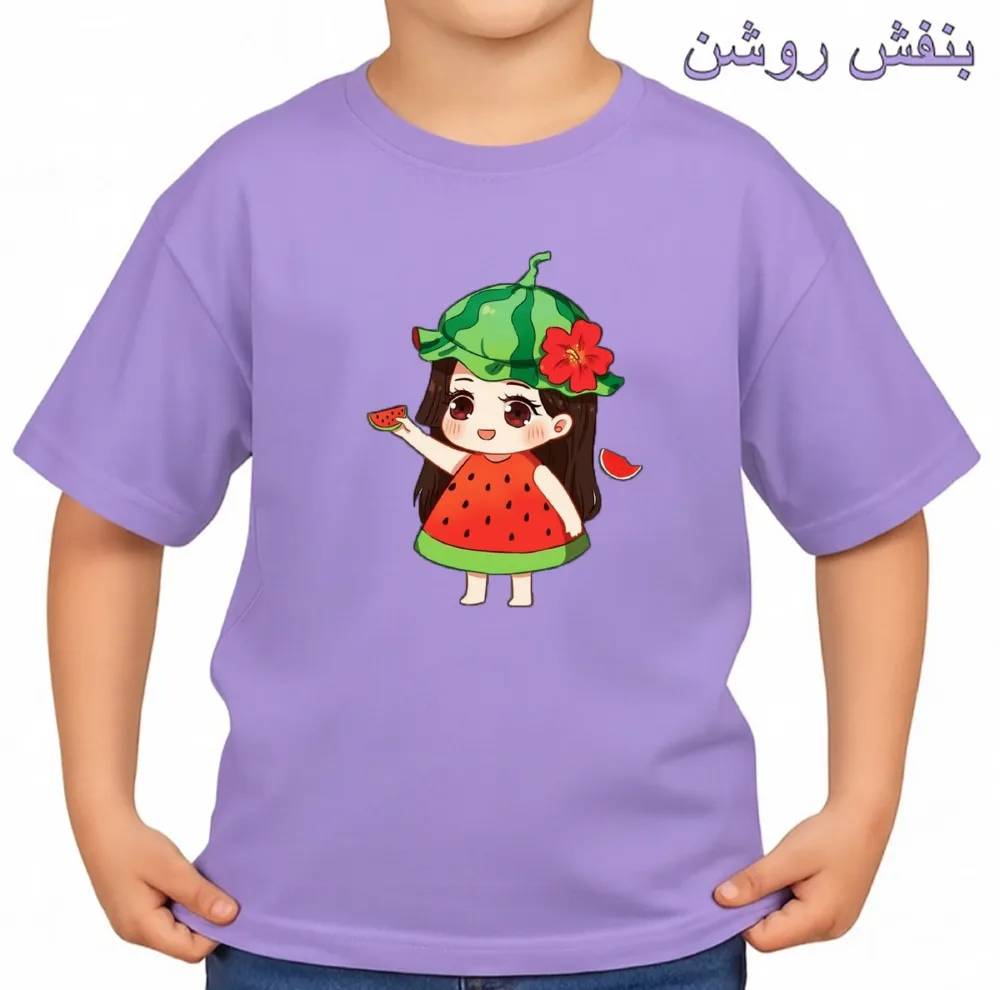 تی‌شرت آستین کوتاه بچگانه مدل دخترک یلدایی کد v43