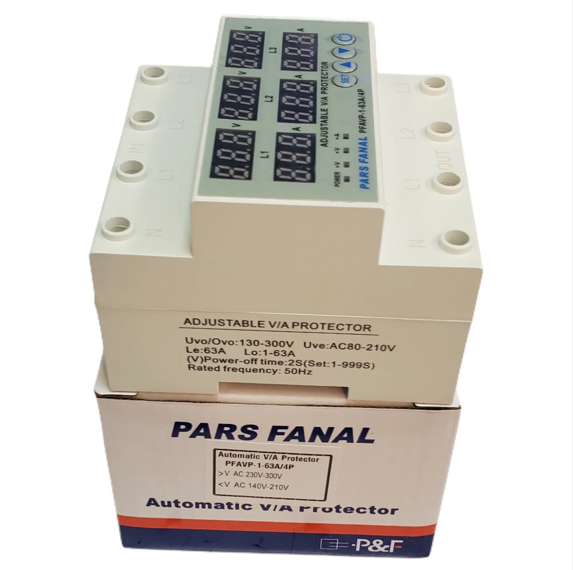 محافظ ولتاژ ۶۳ آمپر سه فاز پارس فانال مدل PFA63