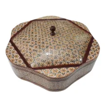 شکلات خوری خاتم کاری چوبی مدل شش گوش هلالی کد 140545