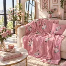 پتو مسافرتی 1 نفره طرح لیزری مدل گل و پروانه سایز 160×220 سانتی‌متر