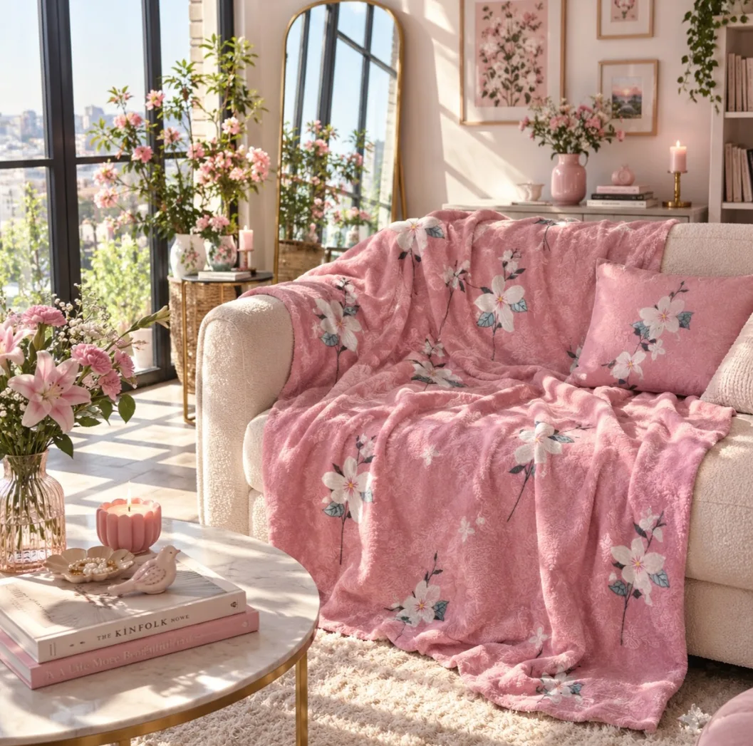 پتو مسافرتی 1 نفره طرح لیزری مدل گل و پروانه سایز 160×220 سانتی‌متر