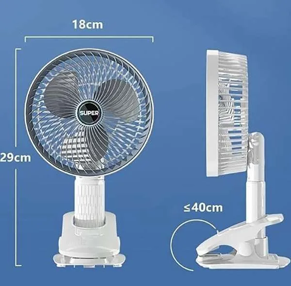 پنکه شارژی مدل Circulation Clamp Fan-2000 ظرفیت 1200 میلی آمپر ساعت