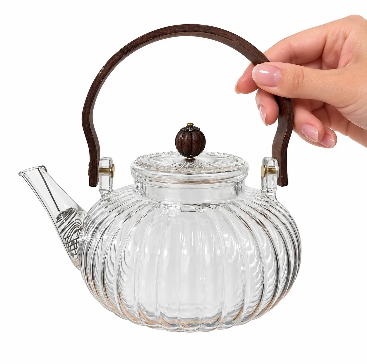 ست قوری و وارمر مدل پیرکس شیاردار دسته دار گنجایش 800 میلی لیتر
