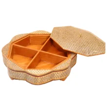 شکلات خوری خاتم کاری صنایع دستی فاخر مدل تک درب طرح گلی کد HQGold1d4in28