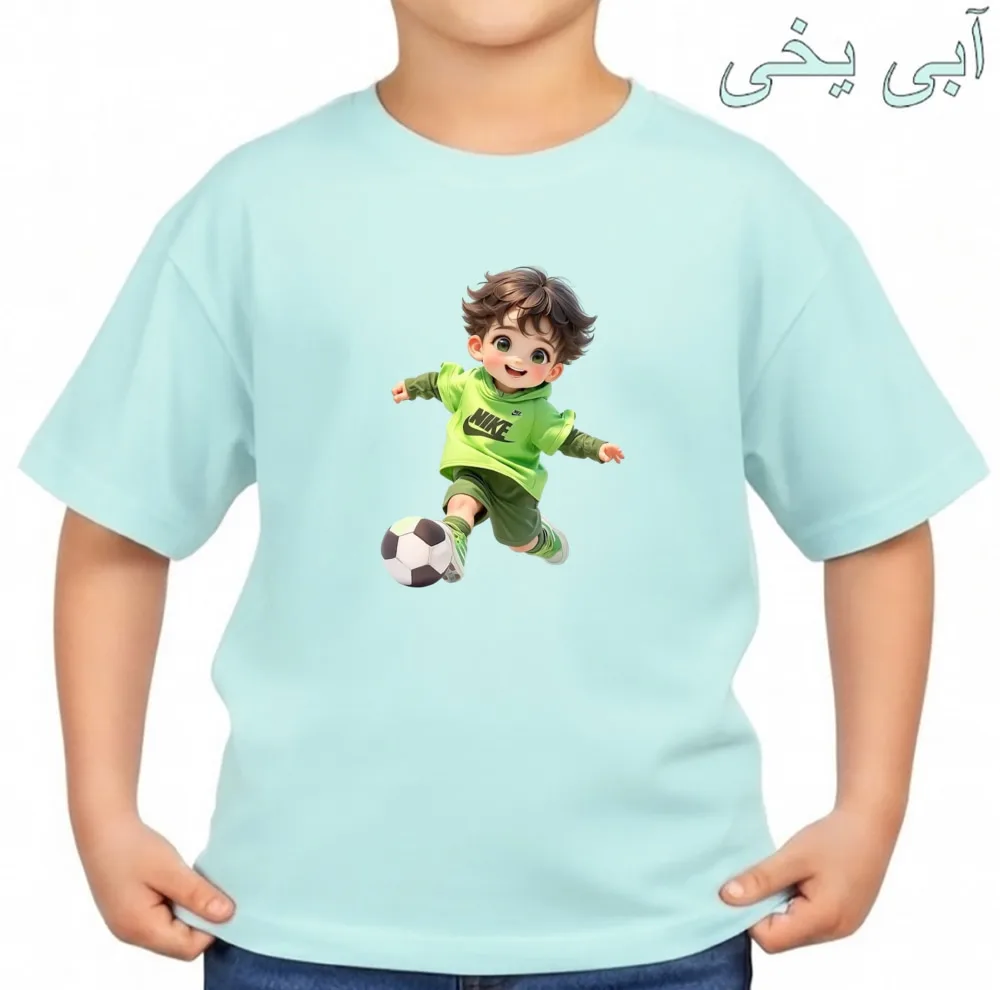 تیشرت آستین کوتاه بچگانه مدل پسرک فوتبالی