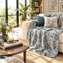 پتو مسافرتی 1 نفره طرح لیزری مدل گل ریز بهاری سایز 160×220 سانتی‌متر