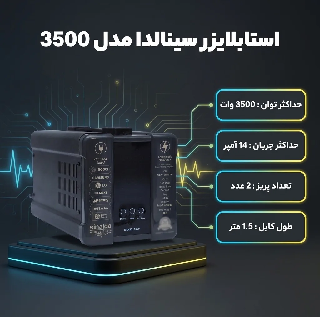 استابلایزر سینالدا مدل 3500 توان 3500 ولت آمپر