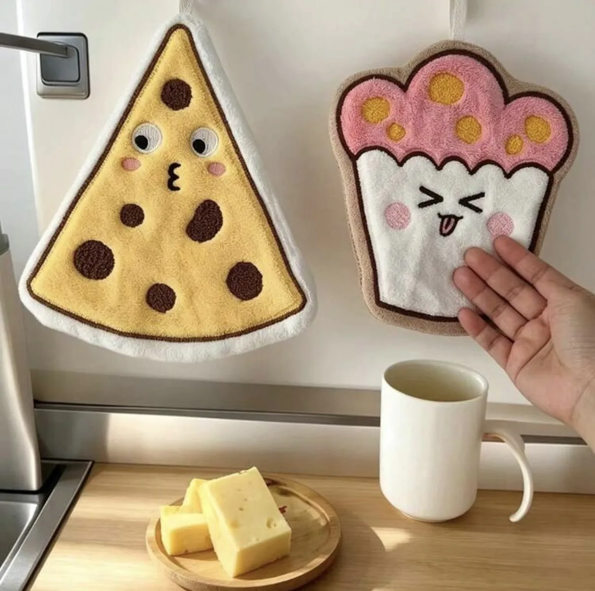 حوله آشپزخانه پنبه ای مدل Cheese set بسته ۲ عددی