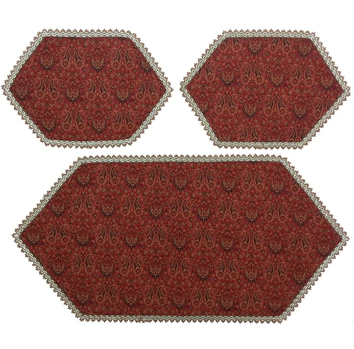 ست 3 تکه رومیزی ترمه کد TRSETE54