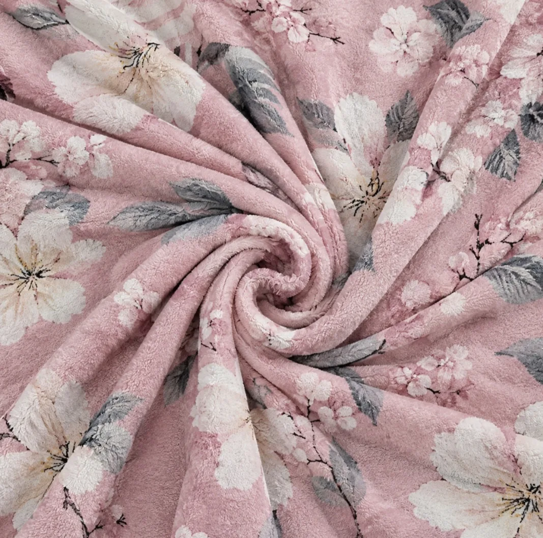 پتو مسافرتی 1 نفره طرح لیزری مدل شکوفه گیلاس سایز 160×220 سانتی‌متر