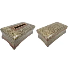 ست جعبه دستمال کاغذی و جعبه قاشق و چنگال خاتم کاری کد 01