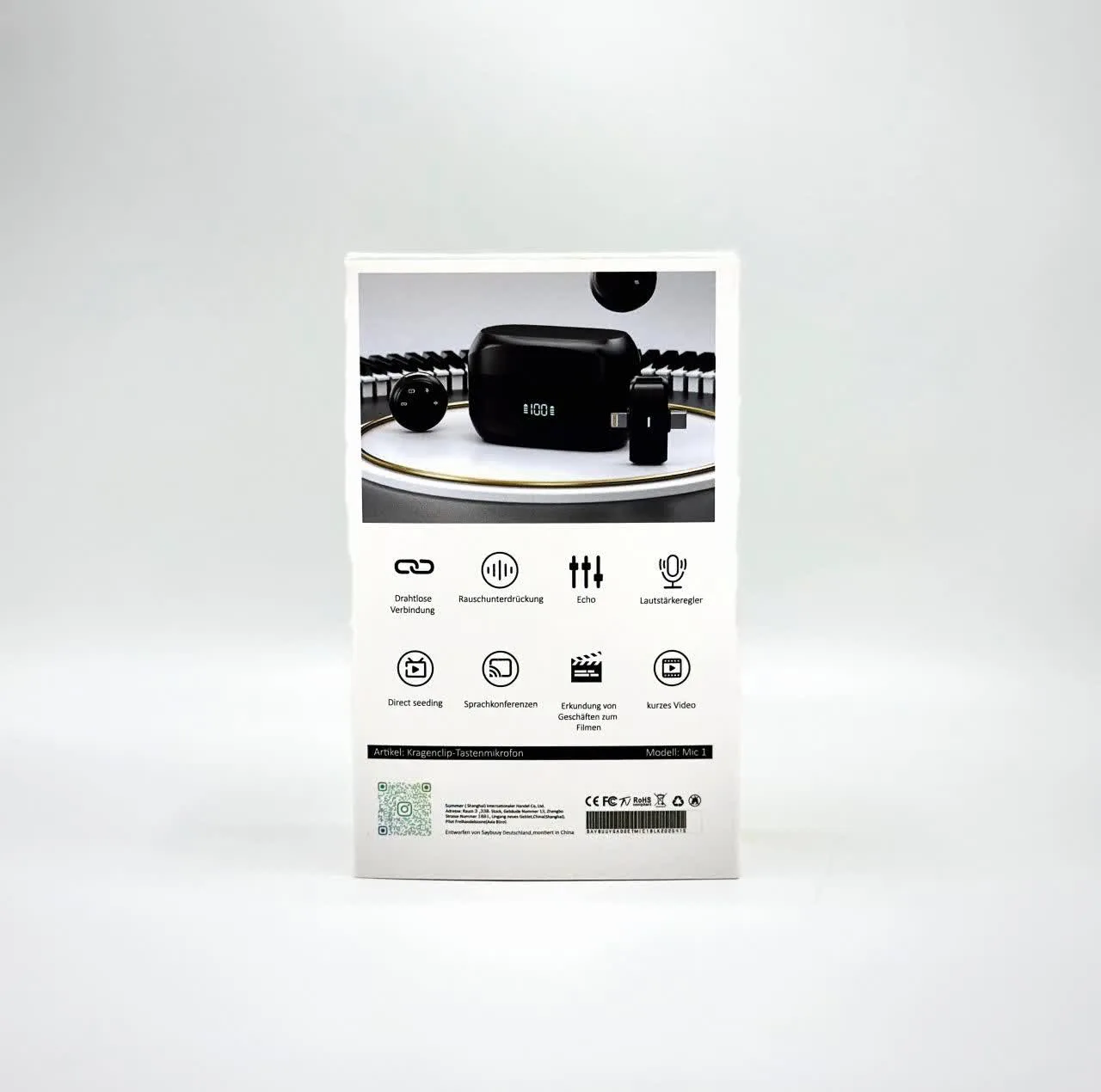 میکروفون حرفه‌ای بی‌سیم سی بای مدل Mic1، مناسب ضبط دو نفره با درگاه USB Type C
