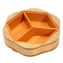 شکلات خوری خاتم کاری صنایع دستی فاخر مدل ممتاز 3 درب طرح گل و مرغ برجسته کد Gr3d26