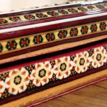 جعبه خاتم کاری چوبی صنایع دستی فاخر مدل جامضرابی طرح سنتی کد Traditional2f2-2794
