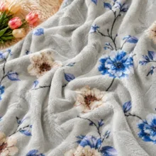 پتو مسافرتی 1 نفره طرح لیزری مدل گل شقایق سایز 160×220 سانتی‌متر