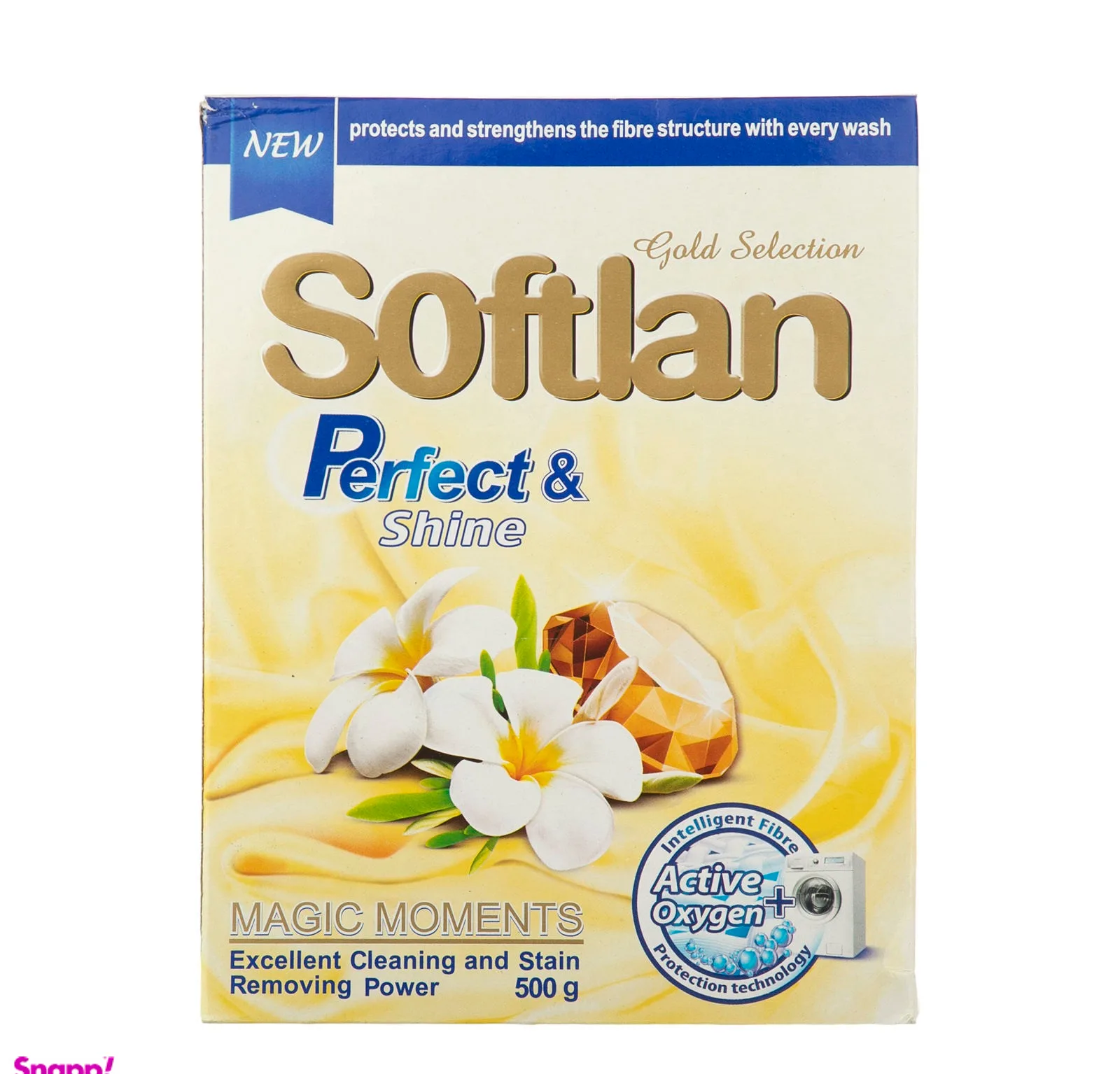 پودر ماشین لباسشویی سافتلن سری Gold Selection مدل Perfect And Shine وزن 500 گرم