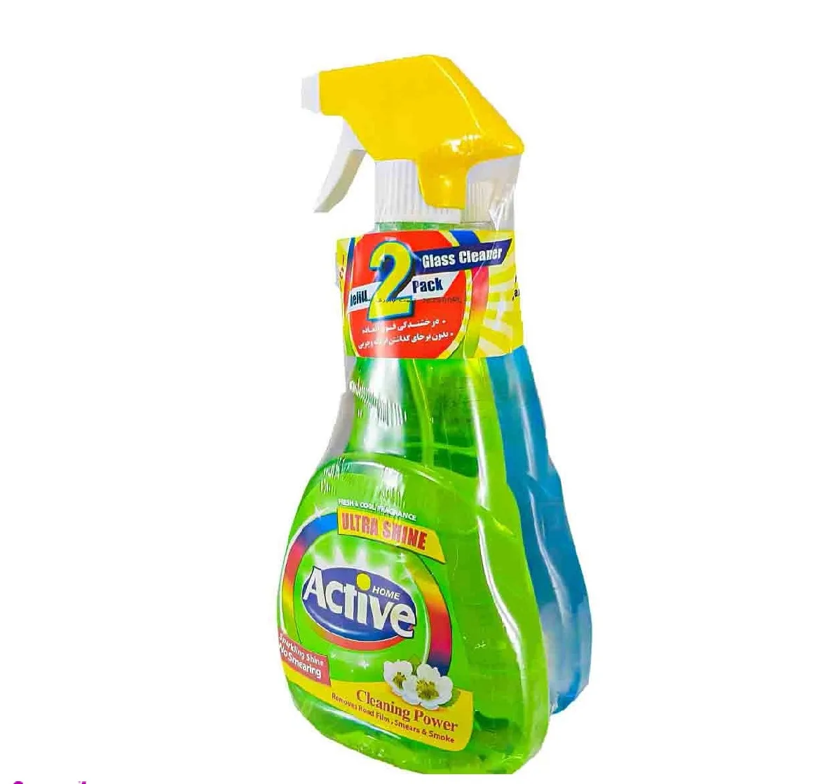 شیشه پاک کن اکتیو (Active) مدل Ultra Shine حجم 500 میلی لیتر بسته 2 عددی