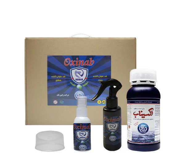 ضدعفونی کننده دست و سطوح اکسیناب (Oxinab) کد 01 وزن 12 گرم به همراه آبپاش اکسیناب (Oxinab) مجموعه 2 عددی