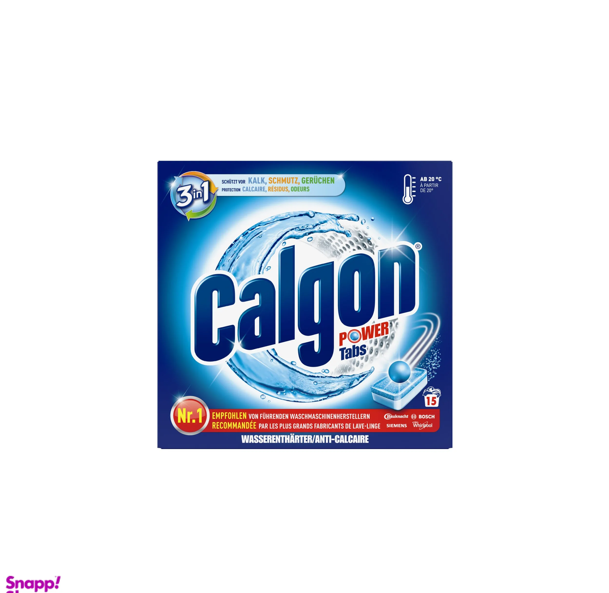 قرص جرم گیر ماشین لباسشویی کالگون (Calgon) بسته 15 عددی مجموعه 2 عددی