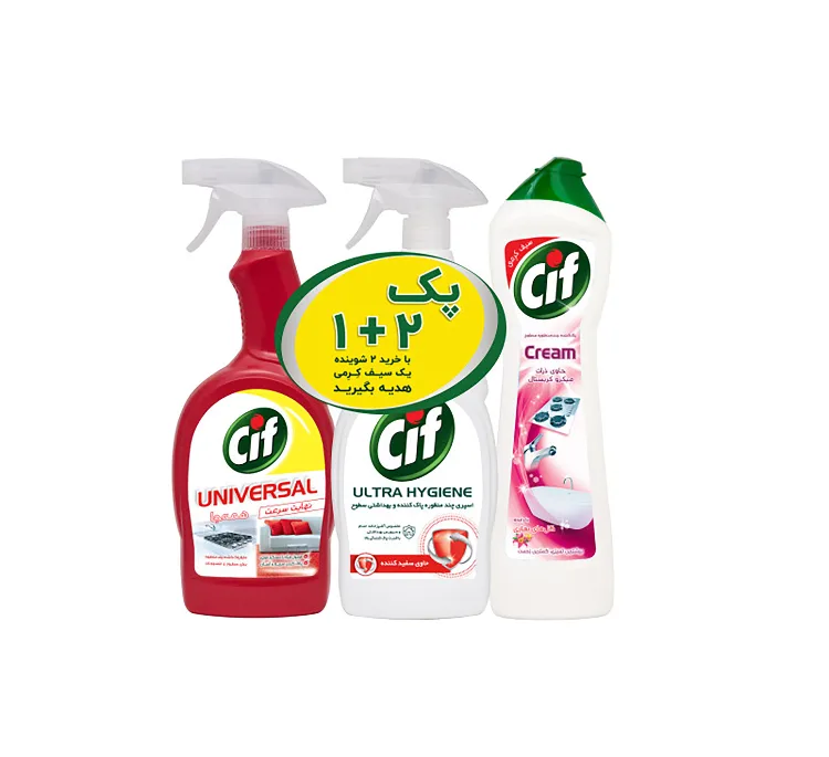 اسپری چند منظوره سیف (Cif) به همراه اسپری پاک کننده و کرم بهاری مجموعه 3 عددی