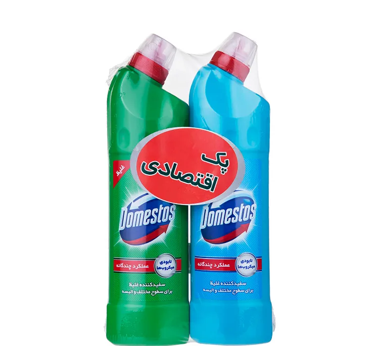 پک مایع سفیدکننده غلیظ سطوح دامستوس (Domestos) مدل Mountain Breeze و Eucalyptus Freshness مجموعه 2 عددی