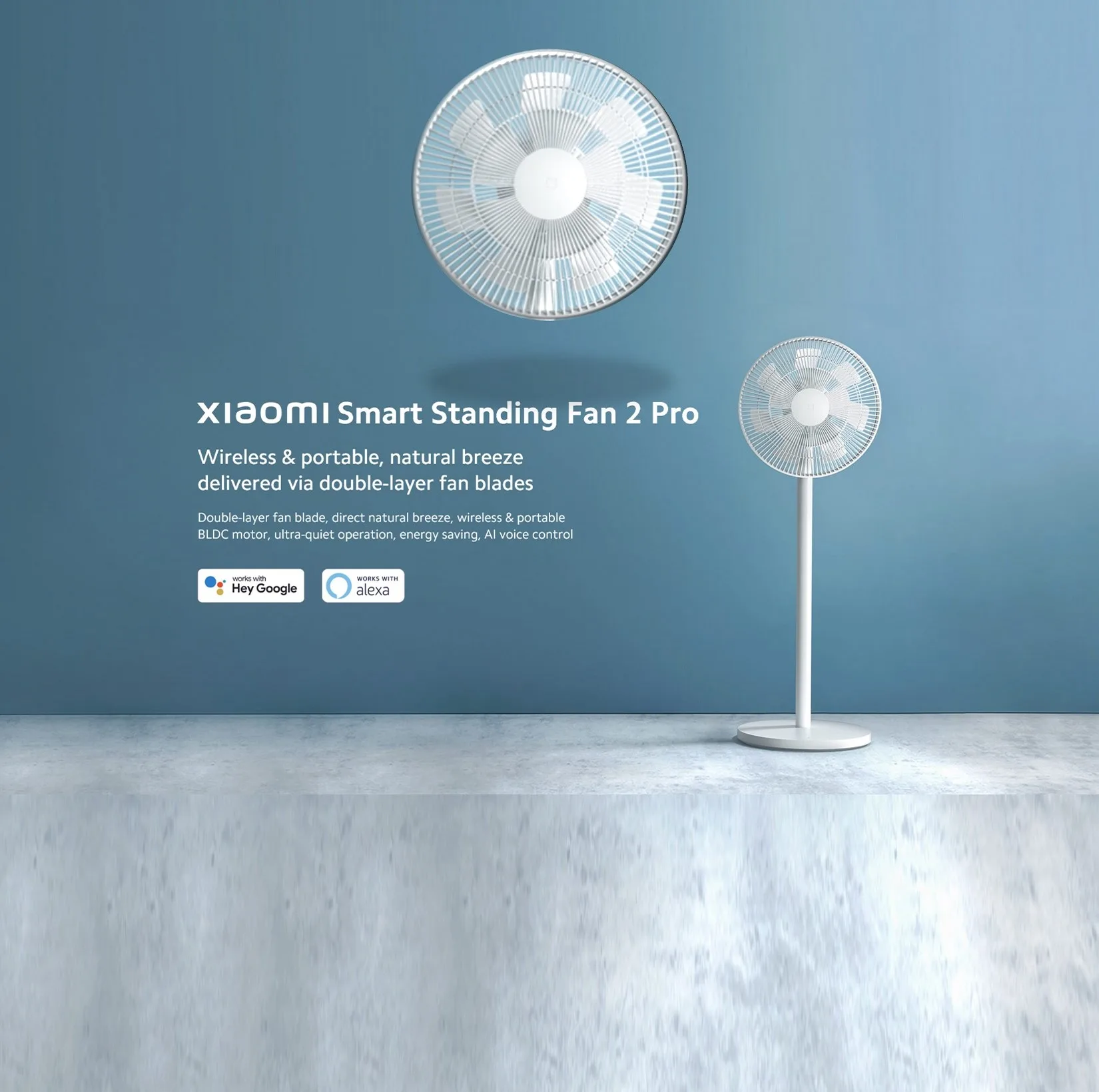 پنکه شارژی شیائومی مدل Xiaomi Smart Standing Fan 2 Pro ظرفیت 2800 میلی آمپر ساعت