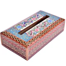 جعبه دستمال کاغذی خاتم کاری طرح بهار نو کد GB2614
