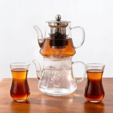 ست کتری و قوری گائوژی  مدل YIMING GLASS گنجایش کتری 1.5 لیتر گنجایش قوری 1 لیتر