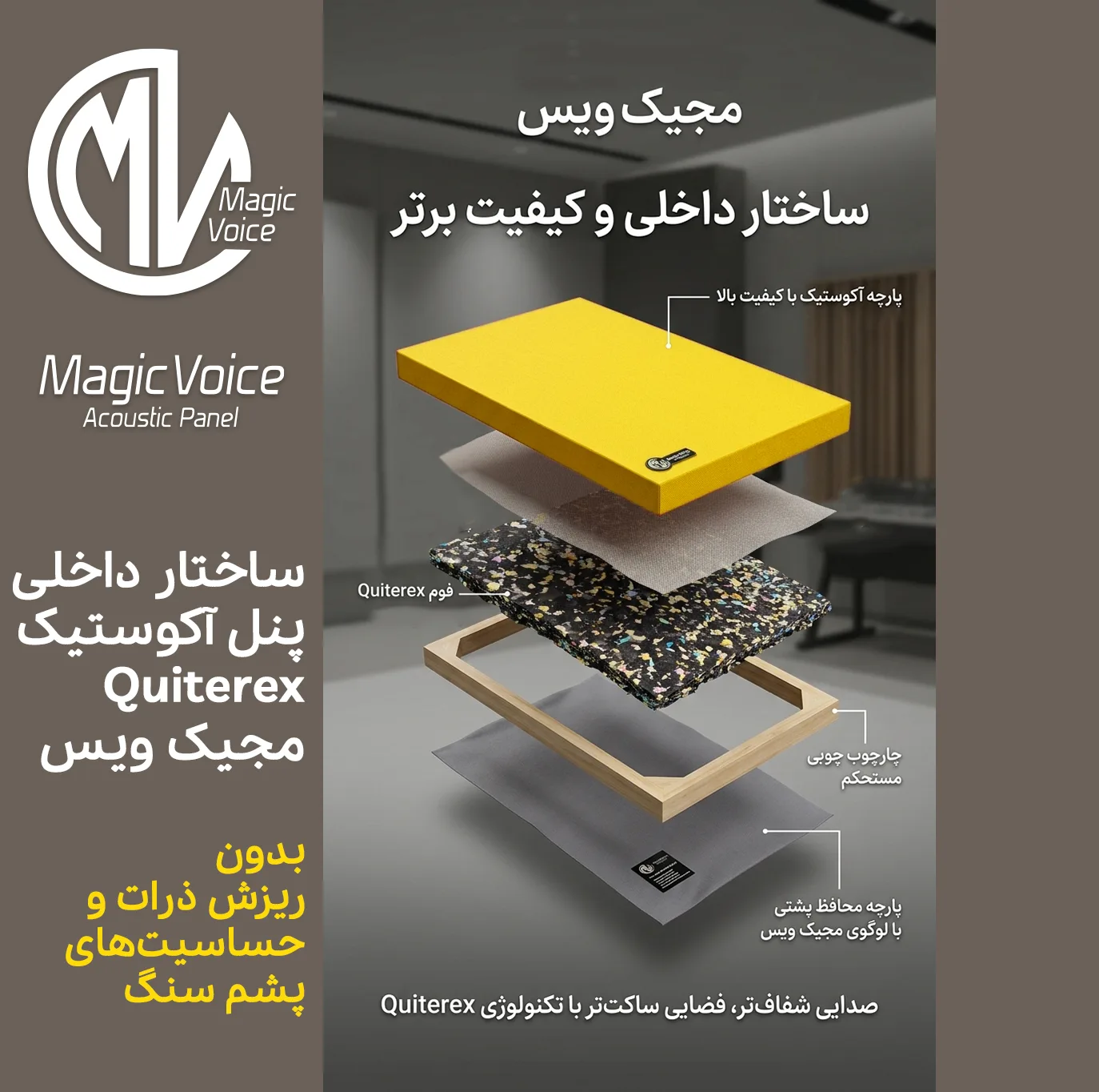 پنل آکوستیک مجیک ویس مدل Quietrex کد YELL1