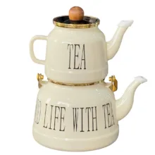 ست کتری و قوری مدل لعابی طرح Drink tea گنجایش کتری 2.5 لیتر گنجایش قوری 1 ایتر