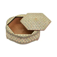 ست جعبه دستمال کاغذی و شکلات خوری و سطل خاتم کاری فراز هنر مدل مهرینه کد 8