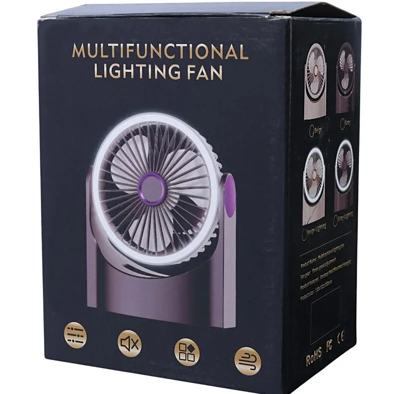 پنکه شارژی multi fan مدل رینگ لایت دار ظرفیت 1800 میلی آمپر ساعت