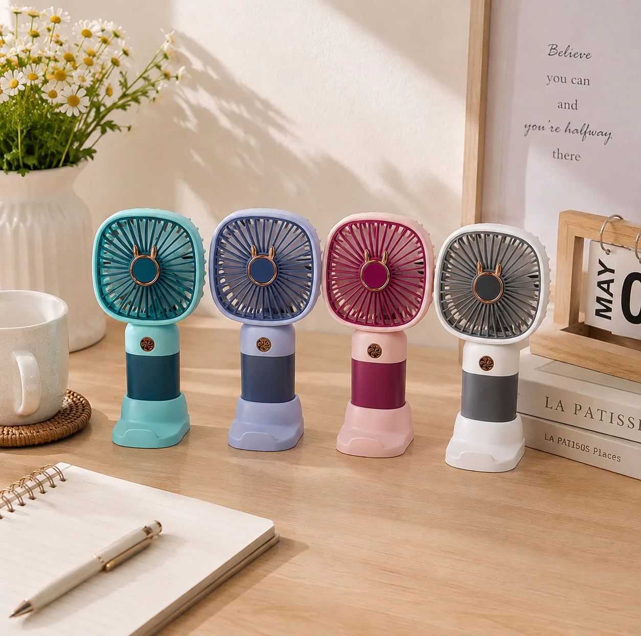 پنکه رومیزی شارژی مدل همراه 3 حالته پایه دار کد Square Mini Cooling Fan
